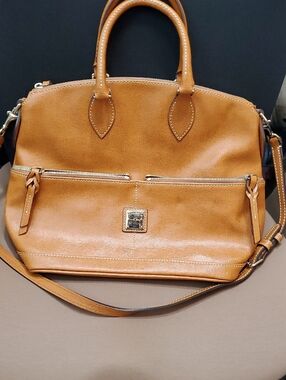 Dooney & Bourke Saffiano Leather Double Pocket Satchel.